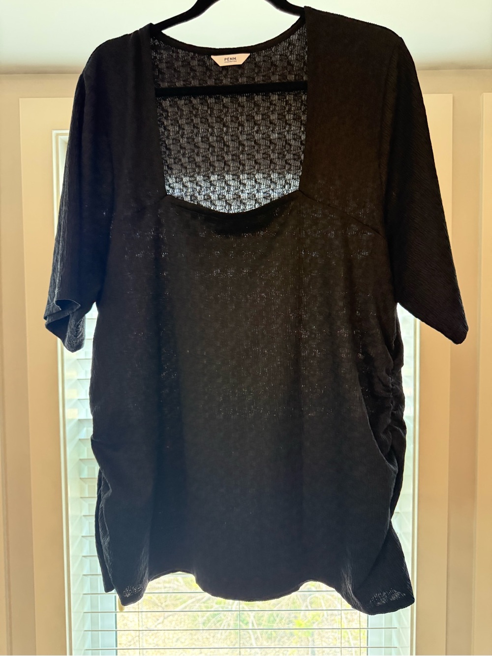 Penn Black Short Sleeve Square Neck Top